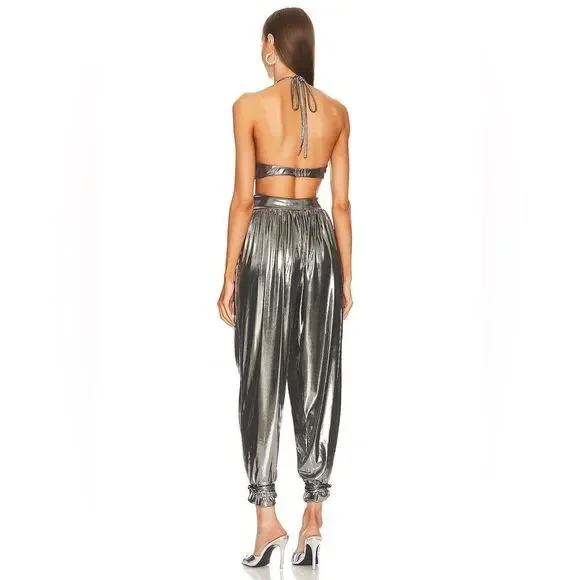 NWT L’Academie Blair Jumpsuit Silver Size S